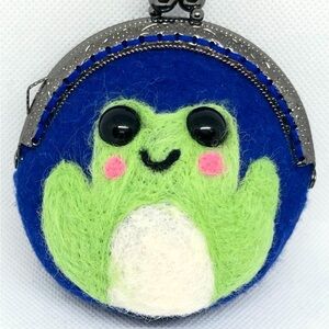 Frog Design Blue and Green Handmade Coin Purse
